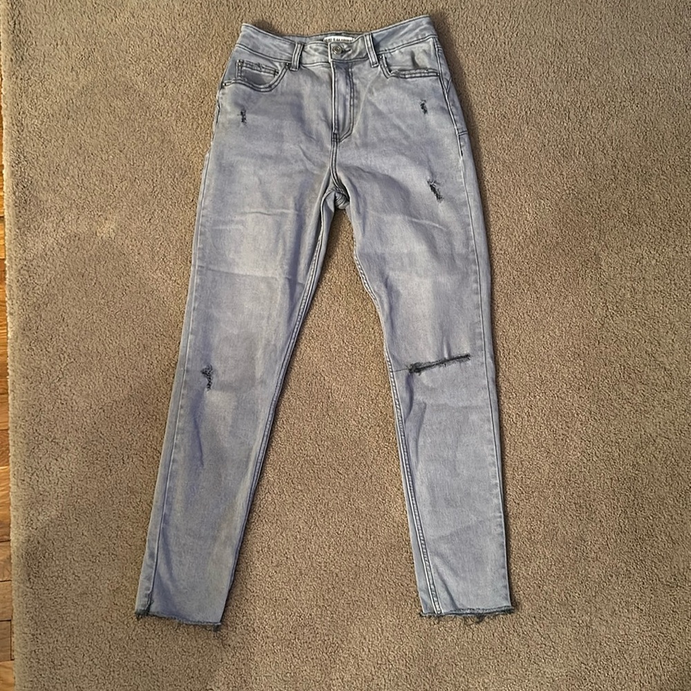 Gray ripped jeans